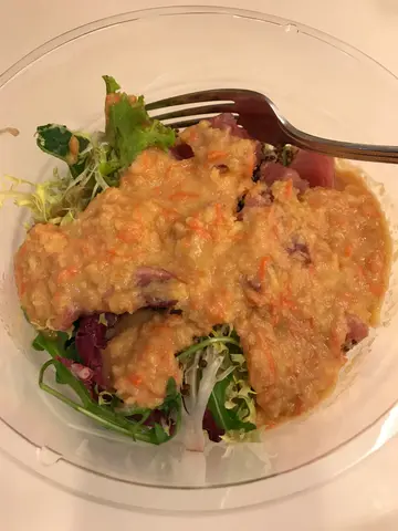 traditional Poke bowl w/quinoa+ leafy greens, tuna, and citrus miso dressing