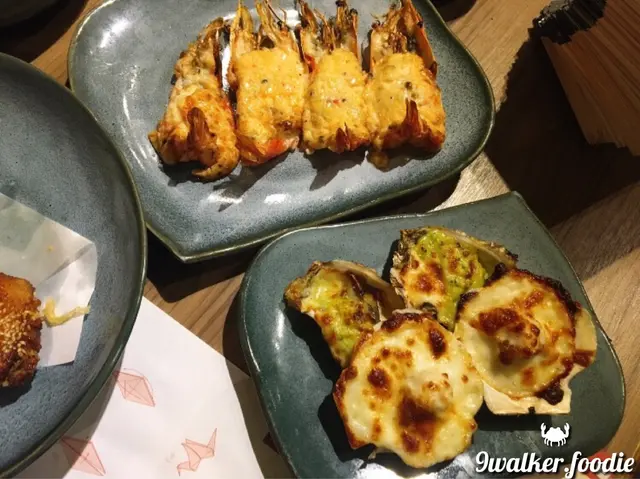 芝士焗虎蝦、忌廉焗帶子、芝士焗蠔