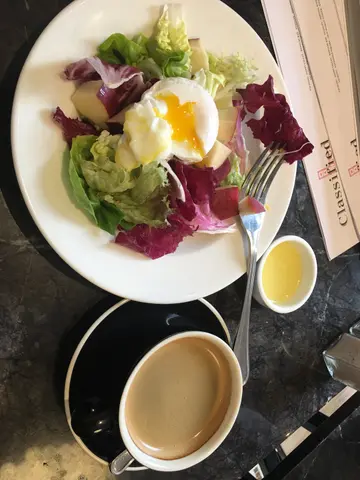 Mixed  leaf  &  Apple  with  poached  egg  salad  