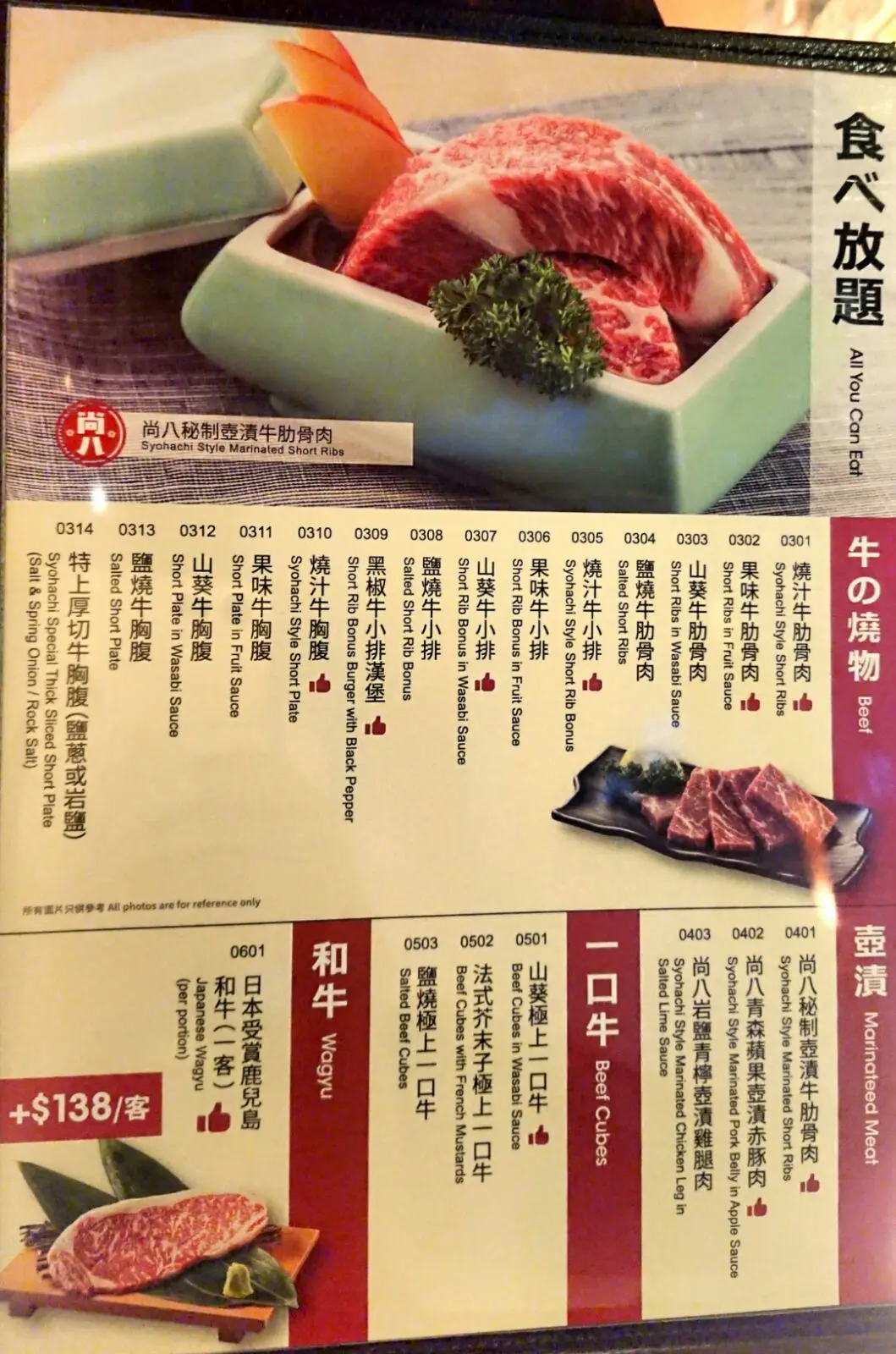 尚八日式烧肉店的菜单– 香港尖沙咀的日本菜烤肉 | openrice 香港
