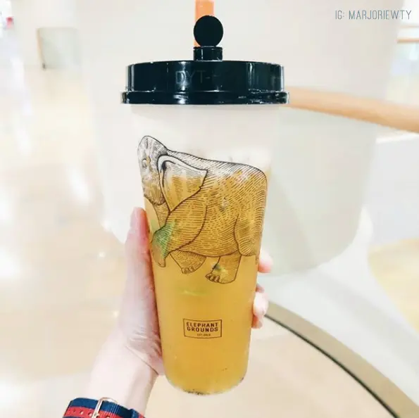 Passion Fruit, Mango, dragon fruit 
with apricot milk cap.