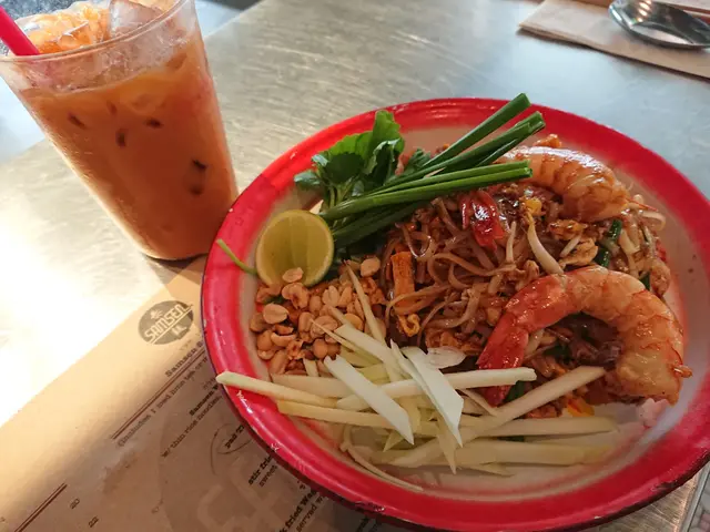 pad Thai noodles of tiger prawns