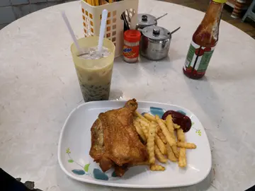 炸脾薯条红豆冰 (下午茶)