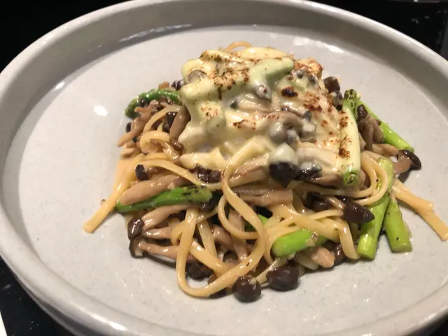 馬爹那本菇忌廉車打芝士幼扁麵