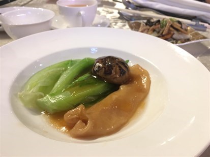 鮑汁花膠北菇唐生菜+蜜檸牛柳炒萵筍