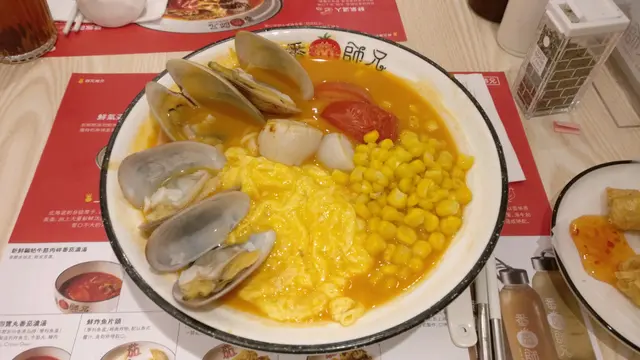 一貝子$68, 滑蛋+$5, 粟米+$3