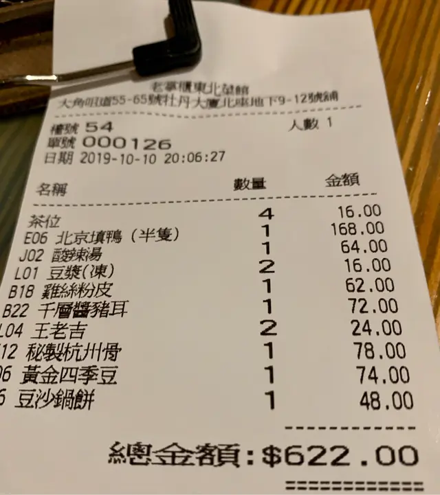 $622/4人
