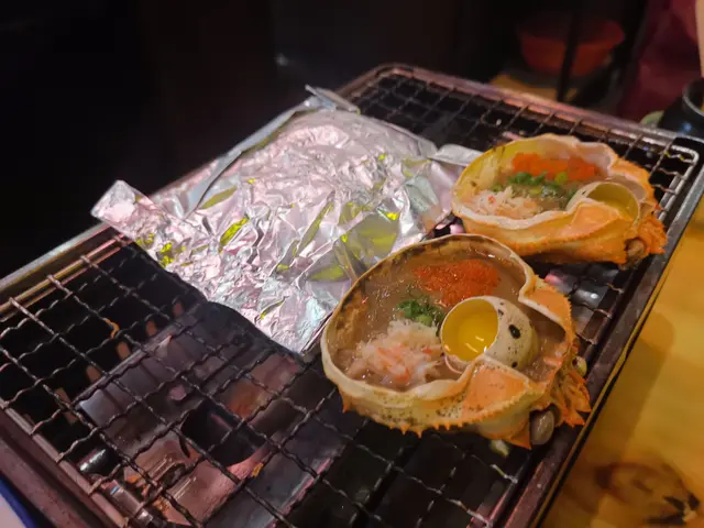 人氣蟹味噌甲羅燒+山之惠黑松露茸野菌箔燒