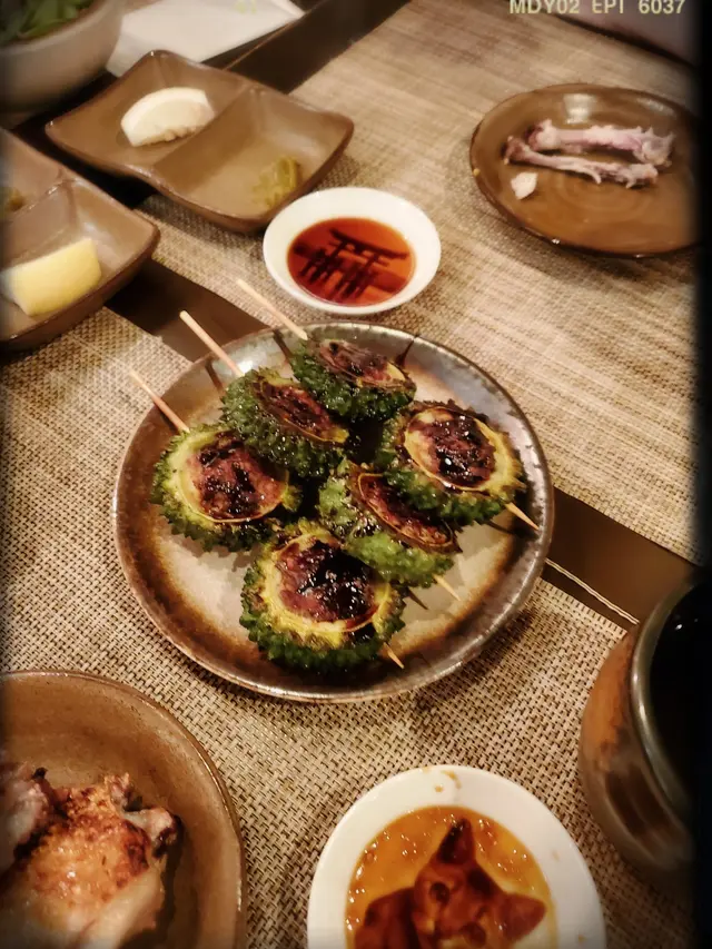 免治豬肉苦瓜串（$32）