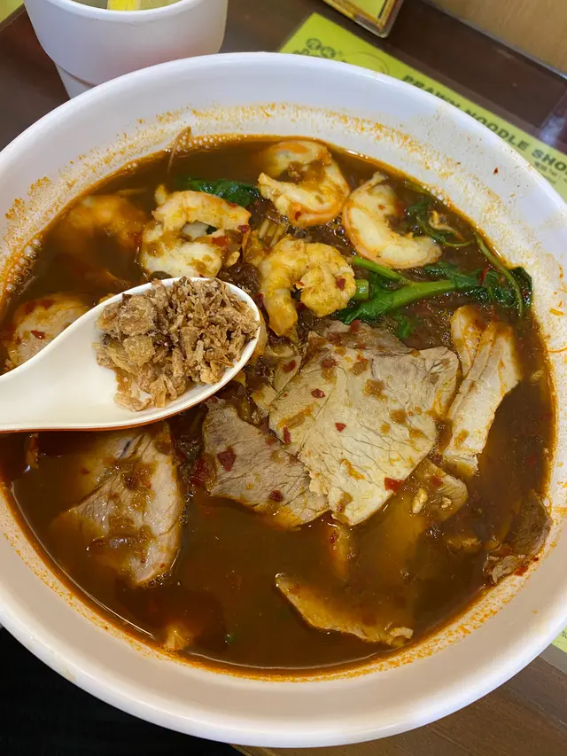 辣蝦湯底-蝦肉肉片麵