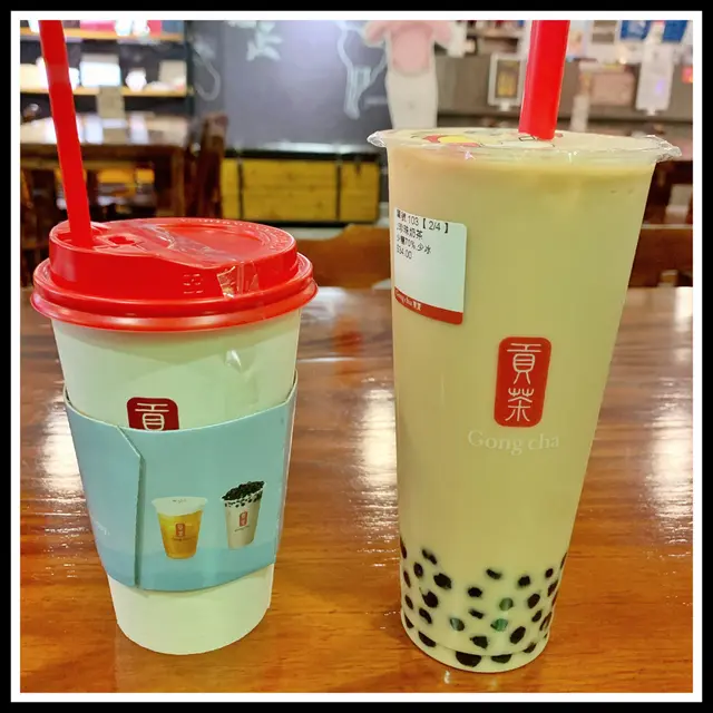 貢茶拿鐵咖啡 + 貢茶珍珠奶茶