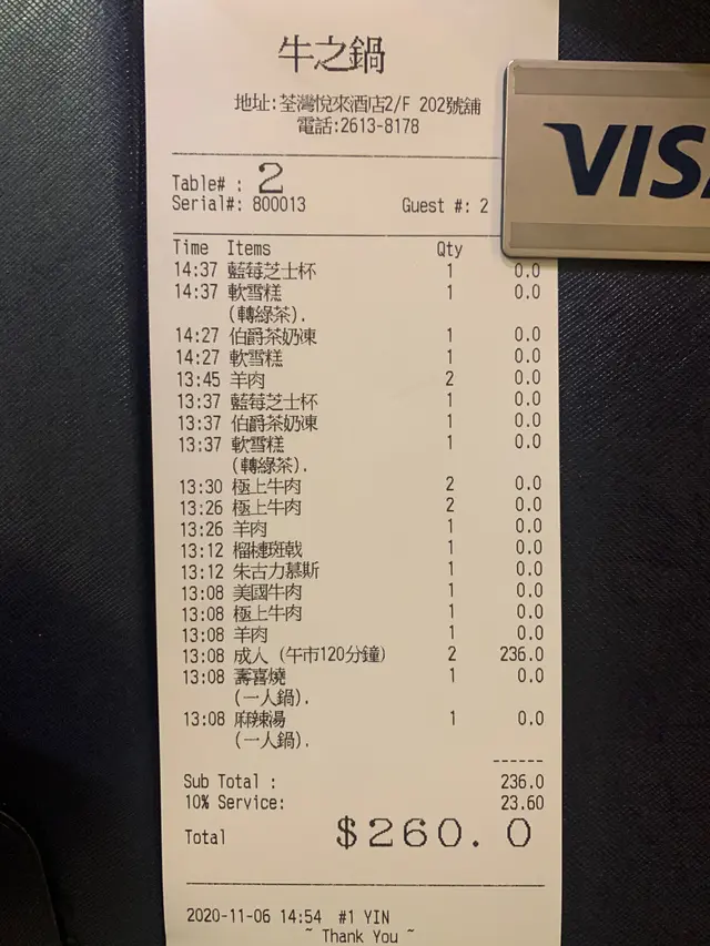 2個人$260  滿足