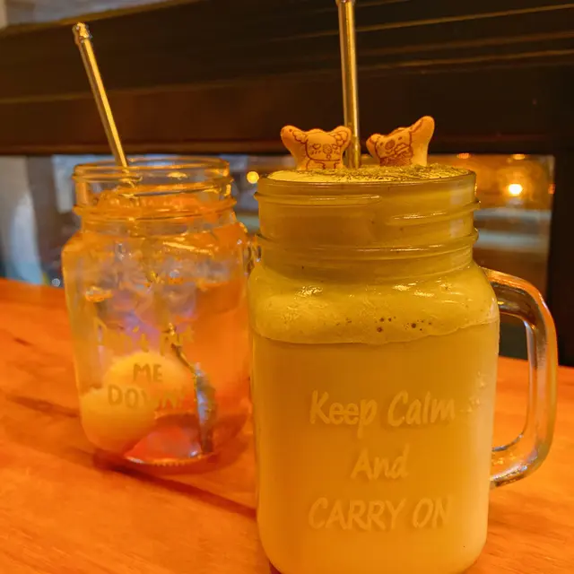 奶蓋抹茶+爆炸糖荔枝梳打