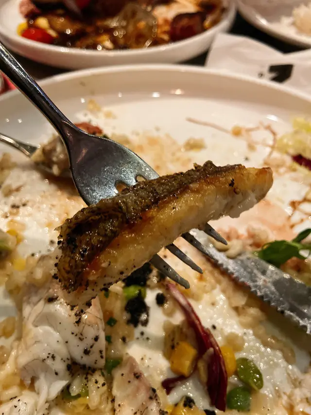 黑松露菌醬烤焗海鱸魚柳·意大利飯