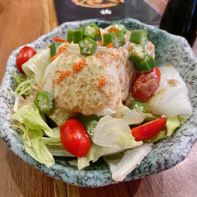 日式麻醬秋葵豆腐沙律 