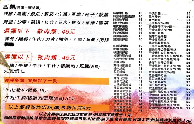 2021  年的餐牌，暫時未有更變