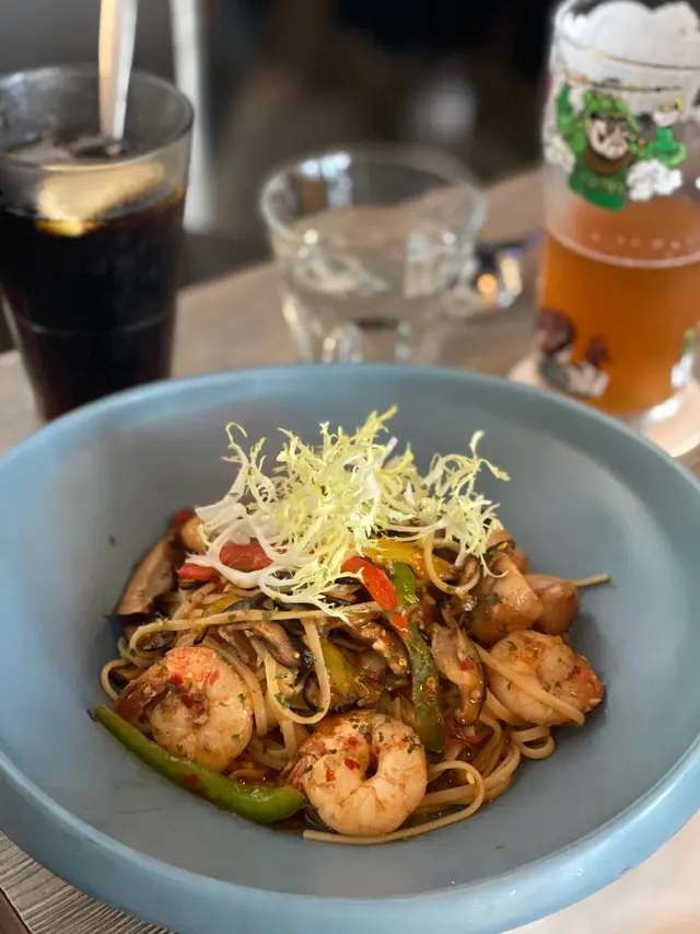 韓式泡菜香辣蝦意大利麵