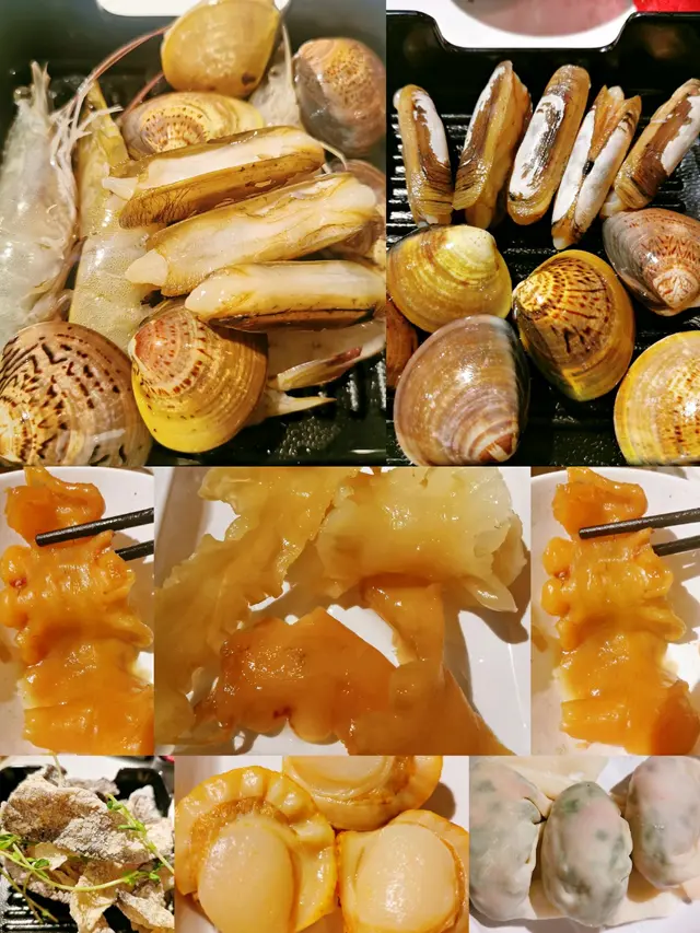 海鮮拼盤有蟶子,蜆,蝦