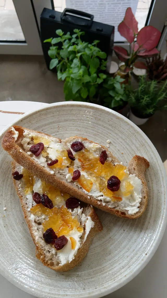 Sourdough w/ homemade ricotta cheese & marmalade