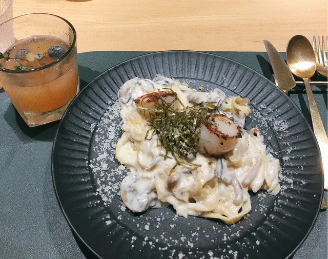 北海道帶子明太子忌廉汁自家製寬蛋麵