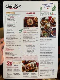 Cali-Mex Bar & Grill (恆陞大樓)'s Menu - American in Western District Hong Kong