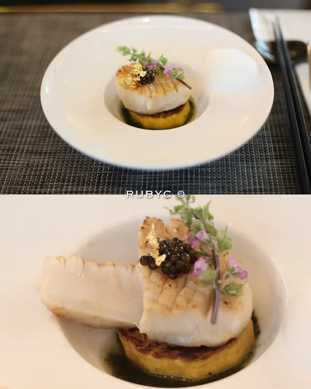 日本帆立貝配青檸菠菜泡沫