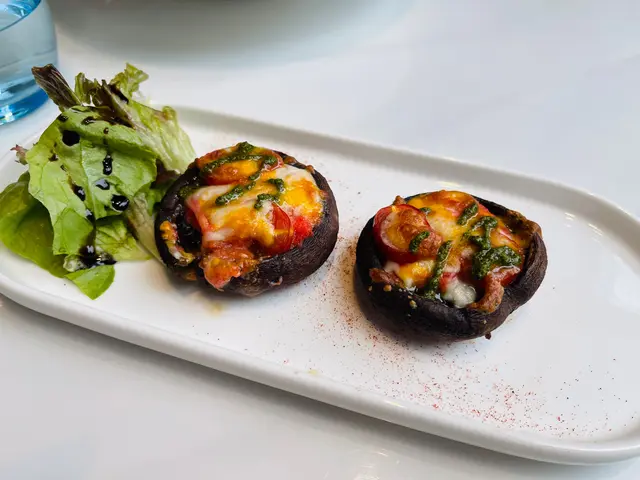 明太子芝士焗釀啡菇