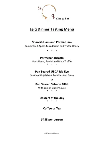 Le q ‘Tasting menu’