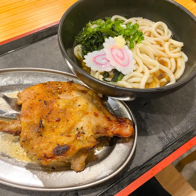 骨付鳥+鰹魚半湯烏冬