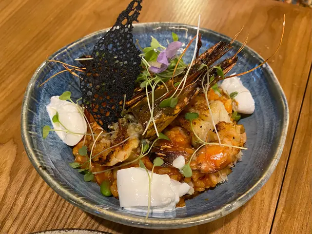 香煎虎蝦意式蕃茄芝士意大利飯