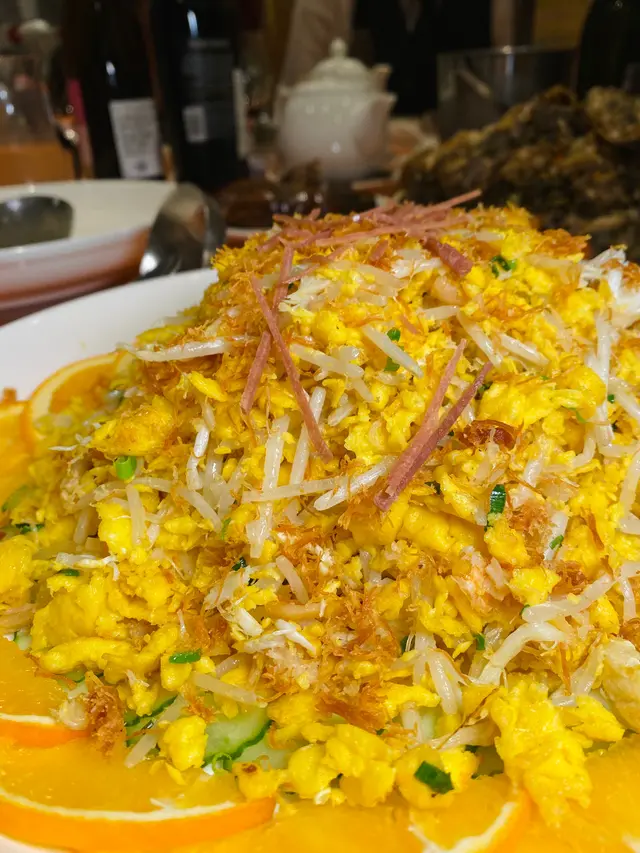 鮮蟹肉桂花炒瑤柱