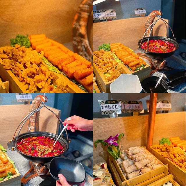 自助區嘅小食有川味特式,有酥肉、糍粑、水煮牛肉、蒜泥白肉卷、川式涼粉等等😝