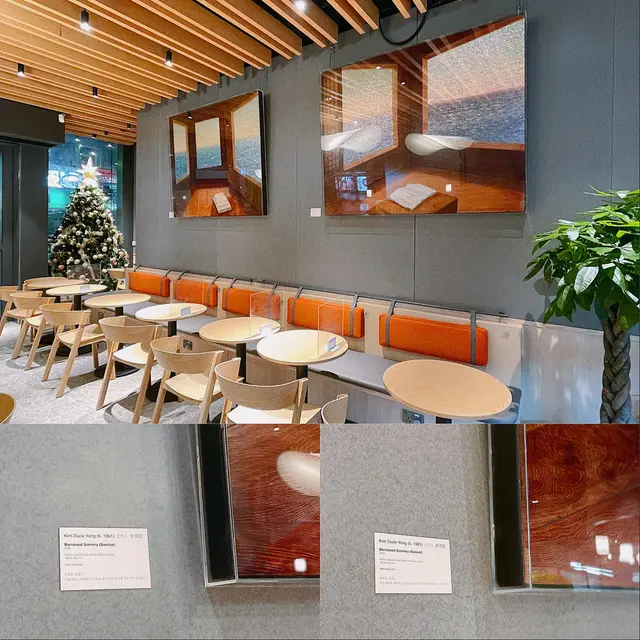 掛喺café牆上2幅畫係港幣48萬😶一幅sunrise 一幅sunset,望上去閃閃發光咁好靚✨店員見我睇得咁入神,就介紹返🥰原來閃閃亮亮嘅部分係…