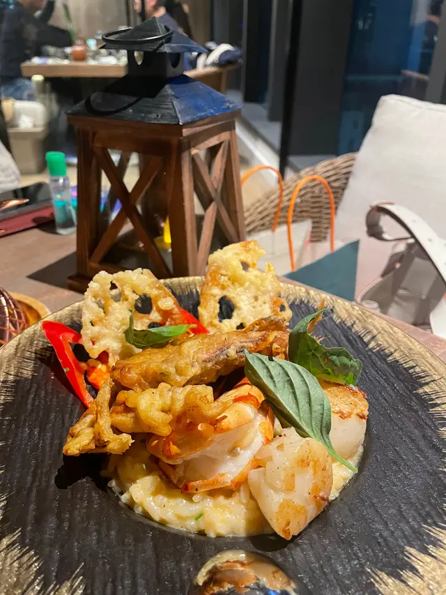 Tom yum gong risotto with seafood galore