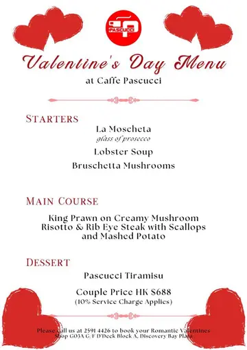 Valentine's Day Menu 2023