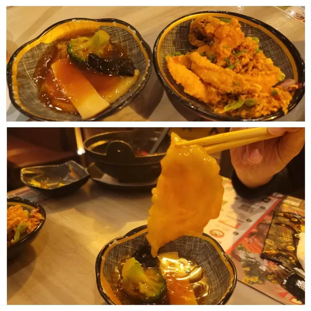 精緻鮑汁花膠盛宴,椒鹽風沙炒唐揚魷魚