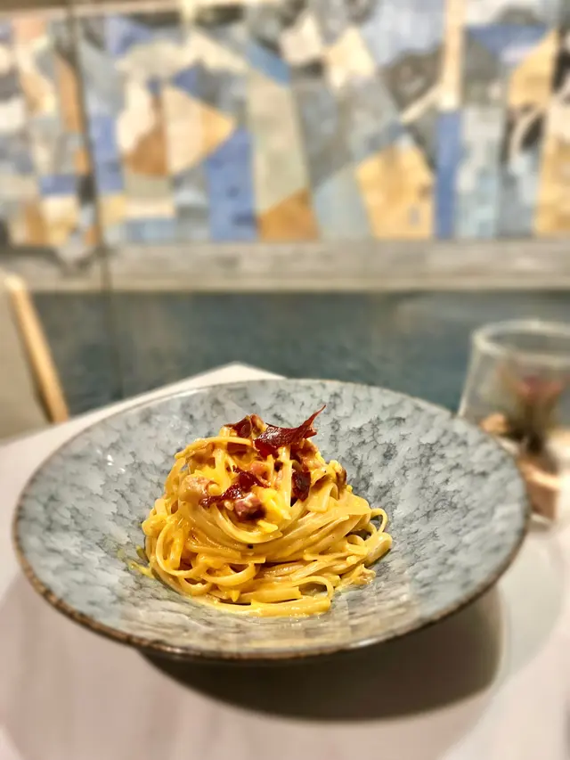 風乾豬腩肉奶油蛋黃扁意粉