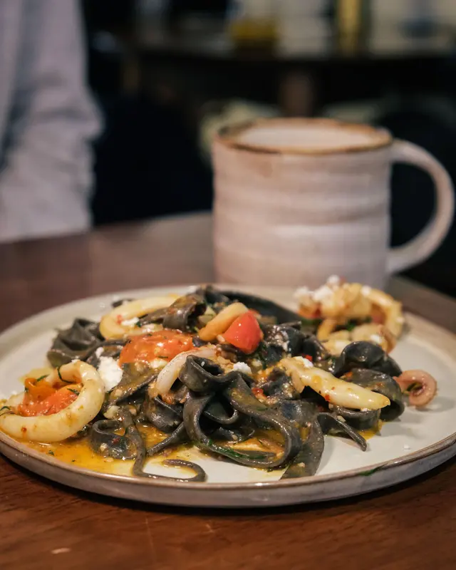 Squid Ink Linguine with Squid