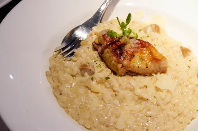 香煎厚切鵝肝、牛肝菌意大利飯