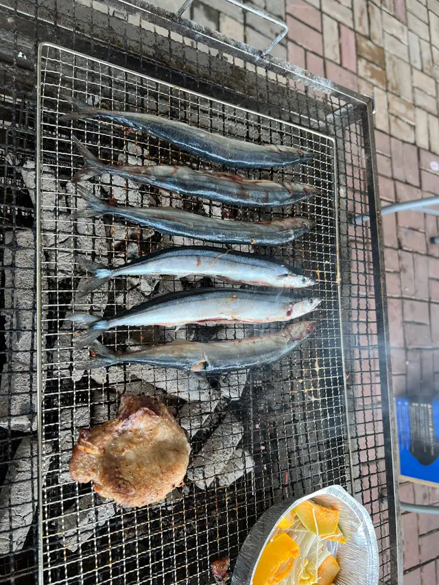 秋刀魚及自家種南瓜