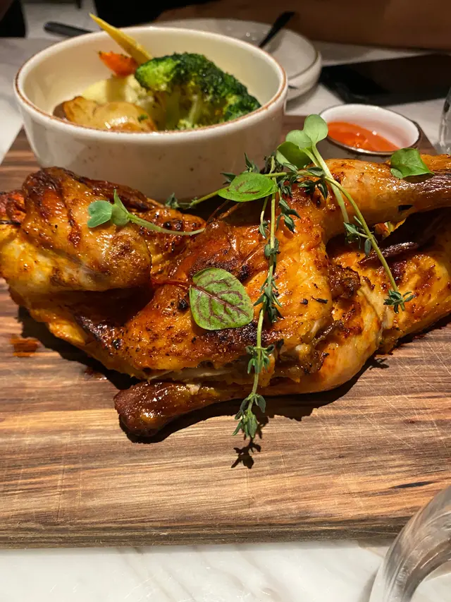 Roasted whole peri peri spring chicken