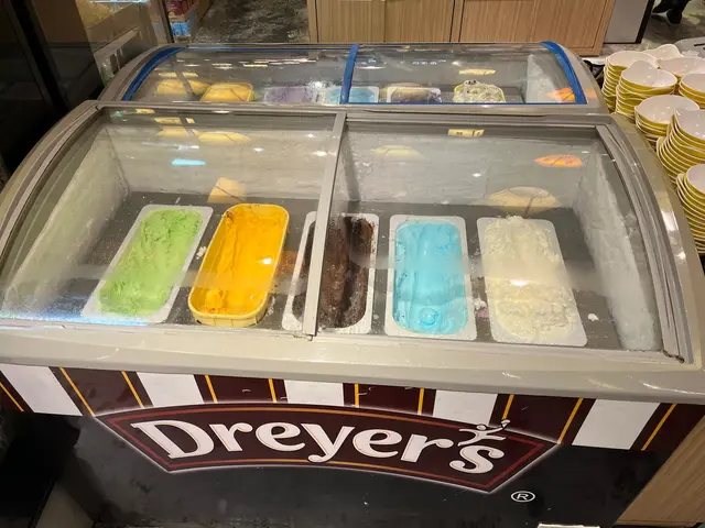 雪糕都有成十款,個櫃寫住 Dreyer’s,但唔知係唔係。不過就雪到硬晒,挖極都挖唔出,可能我手勢差啩