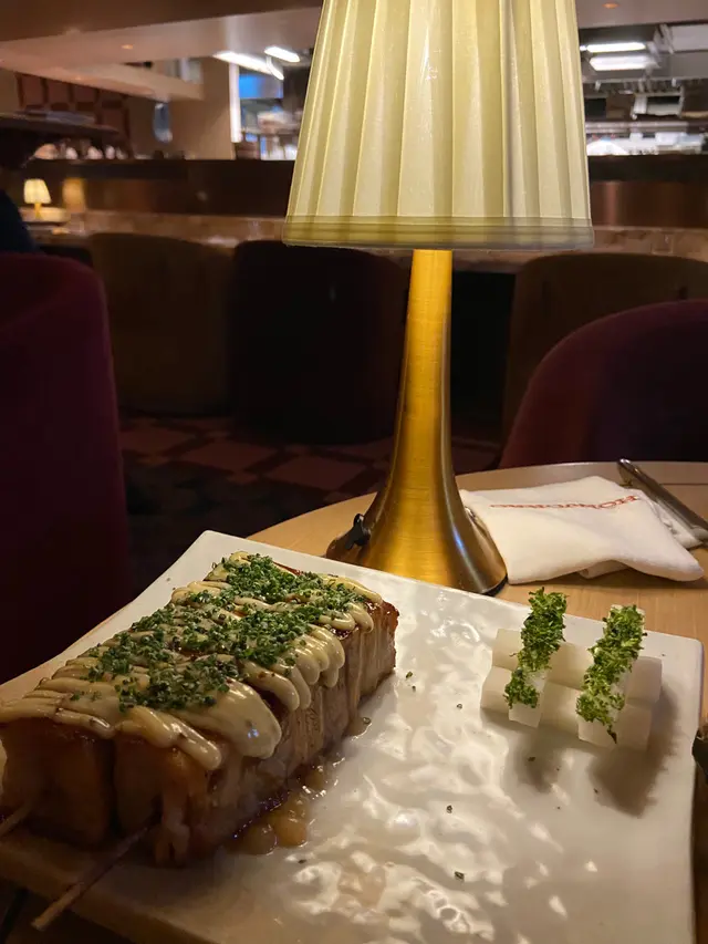 3 skewers, honey-ponzu glaze, yuzu daikon