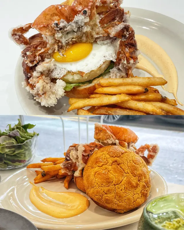 珍寶軟殼蟹雙菠蘿漢堡配薯條