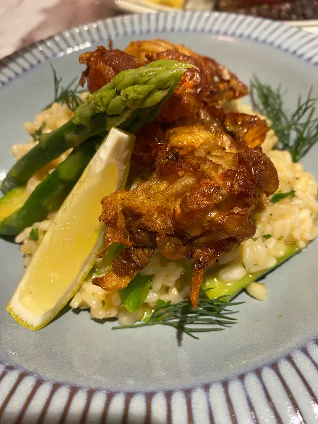 Soft shell  crab  risotto  