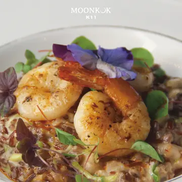 海蝦肉件紅米糙飯香辣汁 Pan Fried Shrimp Red Brown Rice w/ Spicy Sauce
