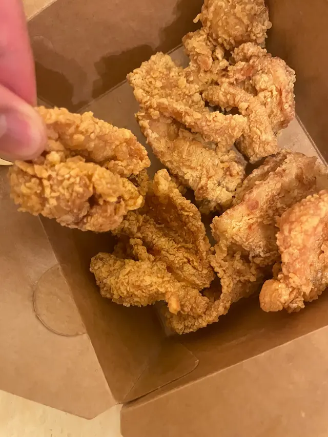 雞翼扮有骨炸雞,無骨炸雞得雞皮
