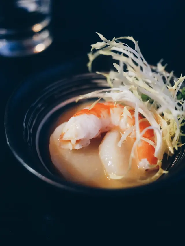 日本麵豉帶子薄片配鮮蝦肉