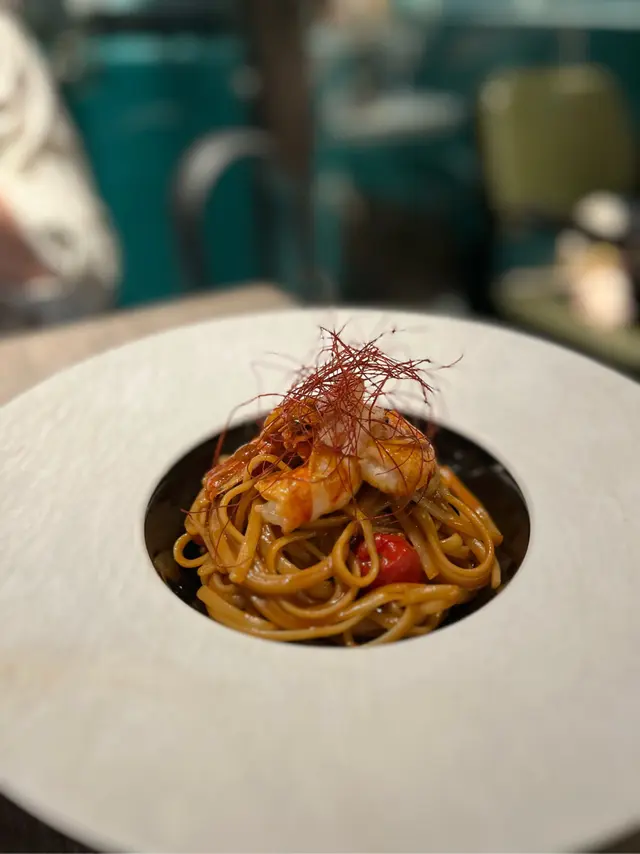招牌阿根廷紅蝦焗意粉配青檸紅蝦他他