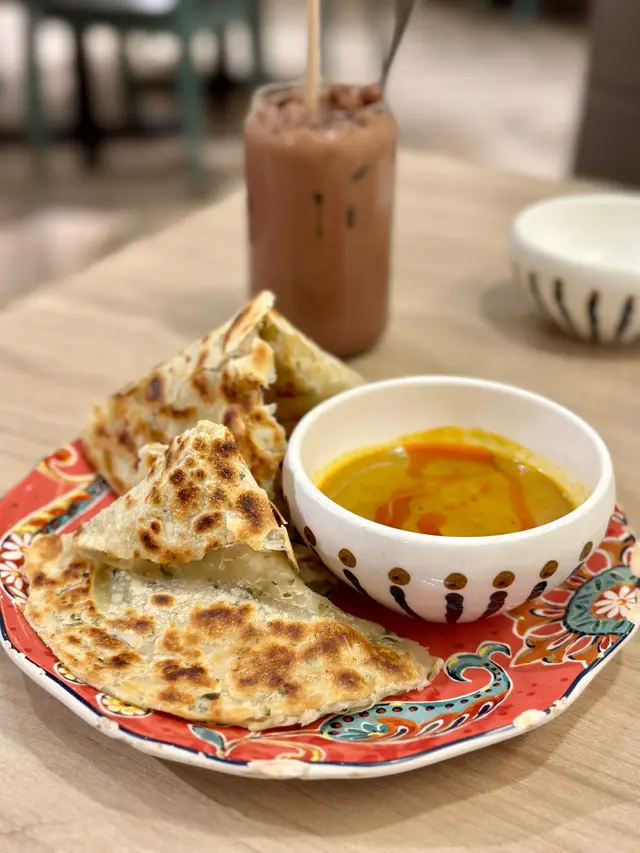 烤馬來蔥餅配咖哩